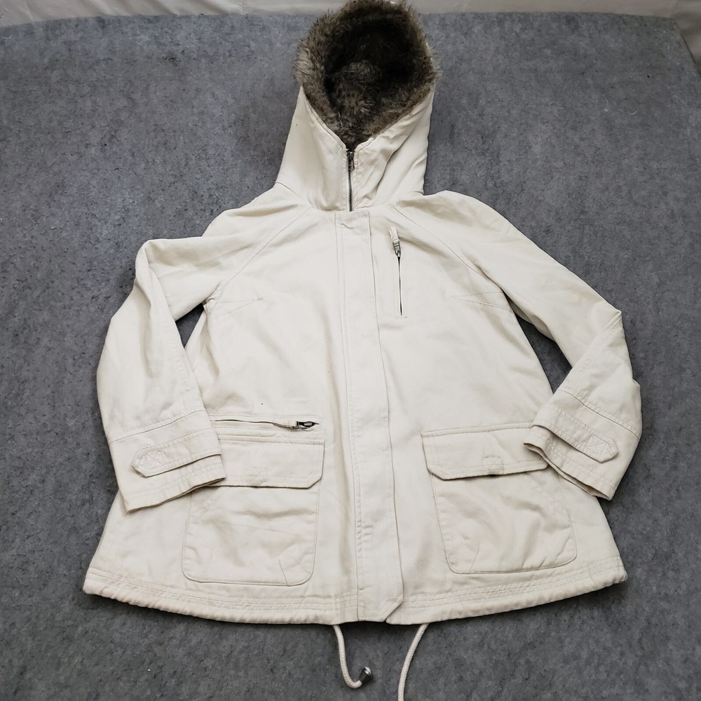 Gap Jacket Womens Extra Small Beige Outdoors Parka Hooded Coat Pockets Ladies XS